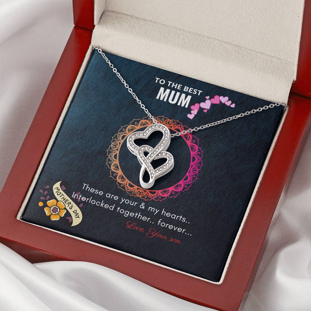 Interlocking Hearts Necklace For Mother By Son Double Hearts Necklace