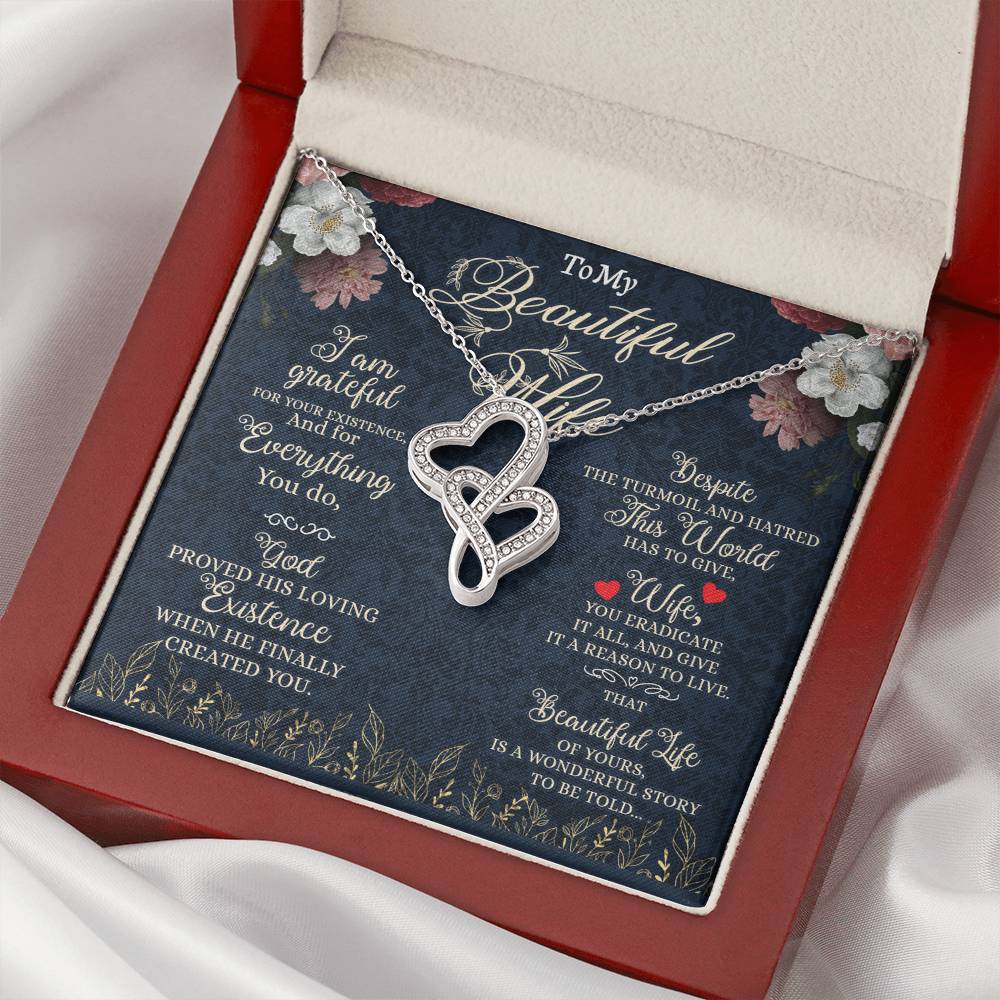 To My Beautiful Wife Necklace Double Hearts Necklace