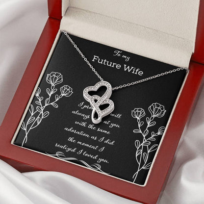 To My Future Wife I Promise I Will Always Look After You Double Hearts Necklace