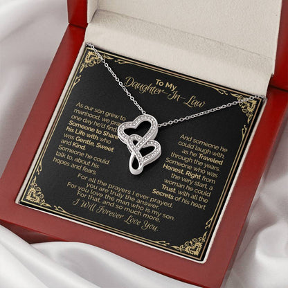 A Gift For Daughter In Law  - You Are Truly The Answer Double Hearts Necklace
