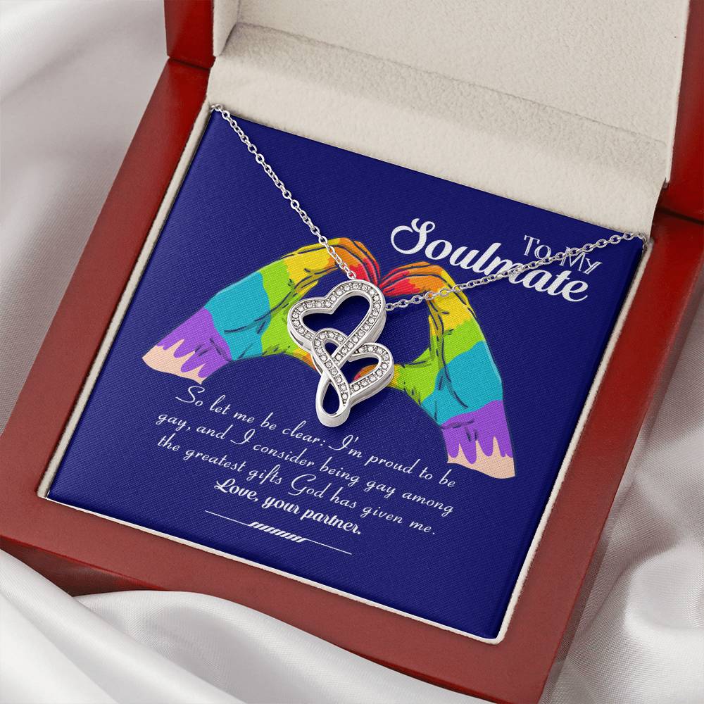 Pride Month Collection  Lgbt Gay Lesbian Rainbow Pride Month Gift Double Hearts Necklace