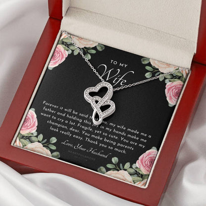 Postpartum Gift For Wife Gift For Wife Post Pregnancy Becoming A Mother Gift Gift For Wife Birth Wife After Pregnancy  Double Hearts Necklace