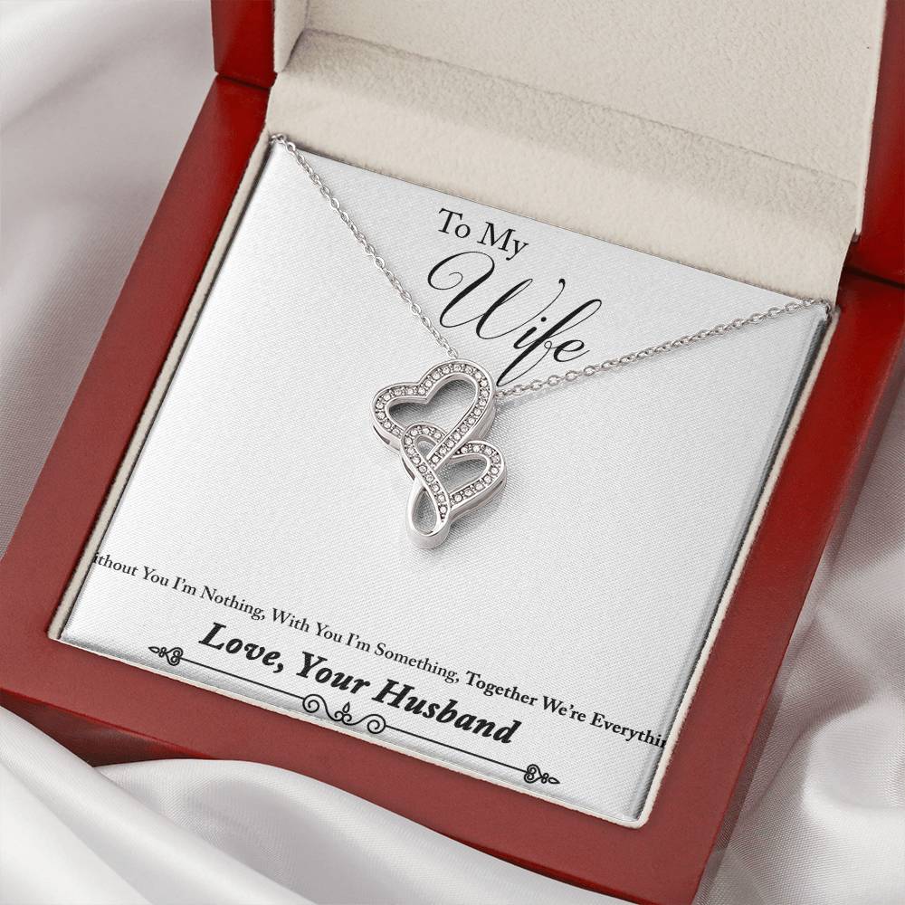 To Wife From Husband 1 Double Hearts Necklace