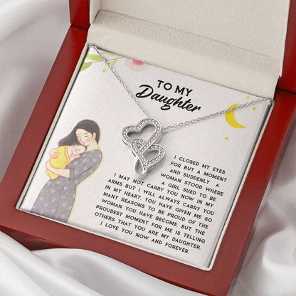 To Daughter From Dad 2 Double Heart Necklace Gift  - Mother And Daughter Necklace - Mom Gift - Mother Jewelry - Daught 3 Double Hearts Necklace