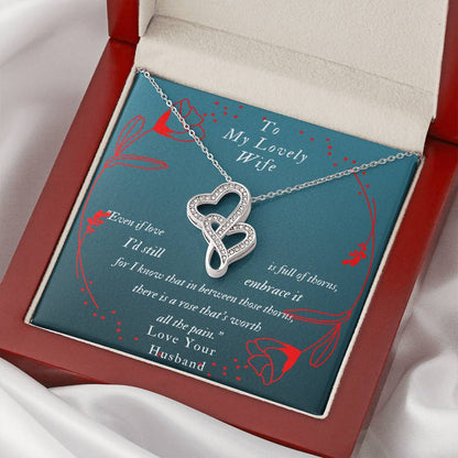To My Lovely Wife-! Double Hearts Necklace