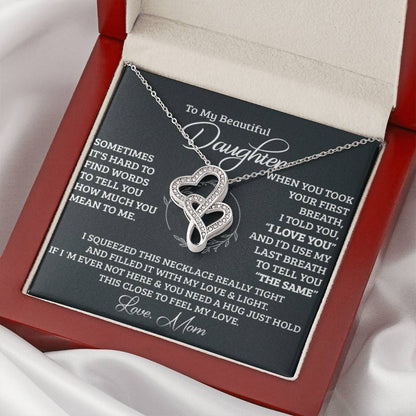 To My Beautiful Daughter Necklace - Daughter Gift - To My Daughter Necklace From Mom - To My Daughter Necklace From Da 1 Double Hearts Necklace