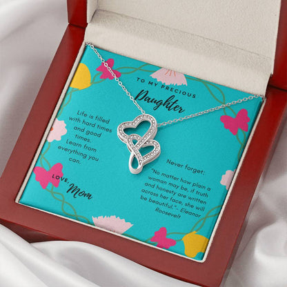 To My Daughter Never Forget Necklace Double Hearts Necklace