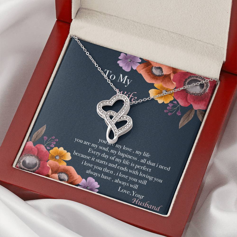 To My Wife Necklace Anniversary Gift For Wife Gift For Wife Necklace For Wife Birthday Gift For Wife Gift For Wife Bir Double Hearts Necklace