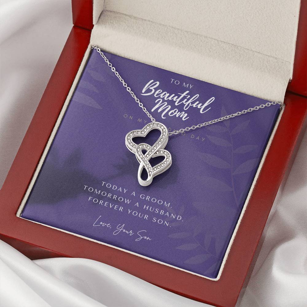 Mother Of The Groom Gift From Son  Mom Wedding Gift From Son  Wedding Gift From Groom To Mom  Necklace Gift For Mom  W Double Hearts Necklace