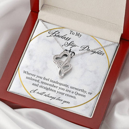 To My Badass Stepdaughter Double Hearts Necklace
