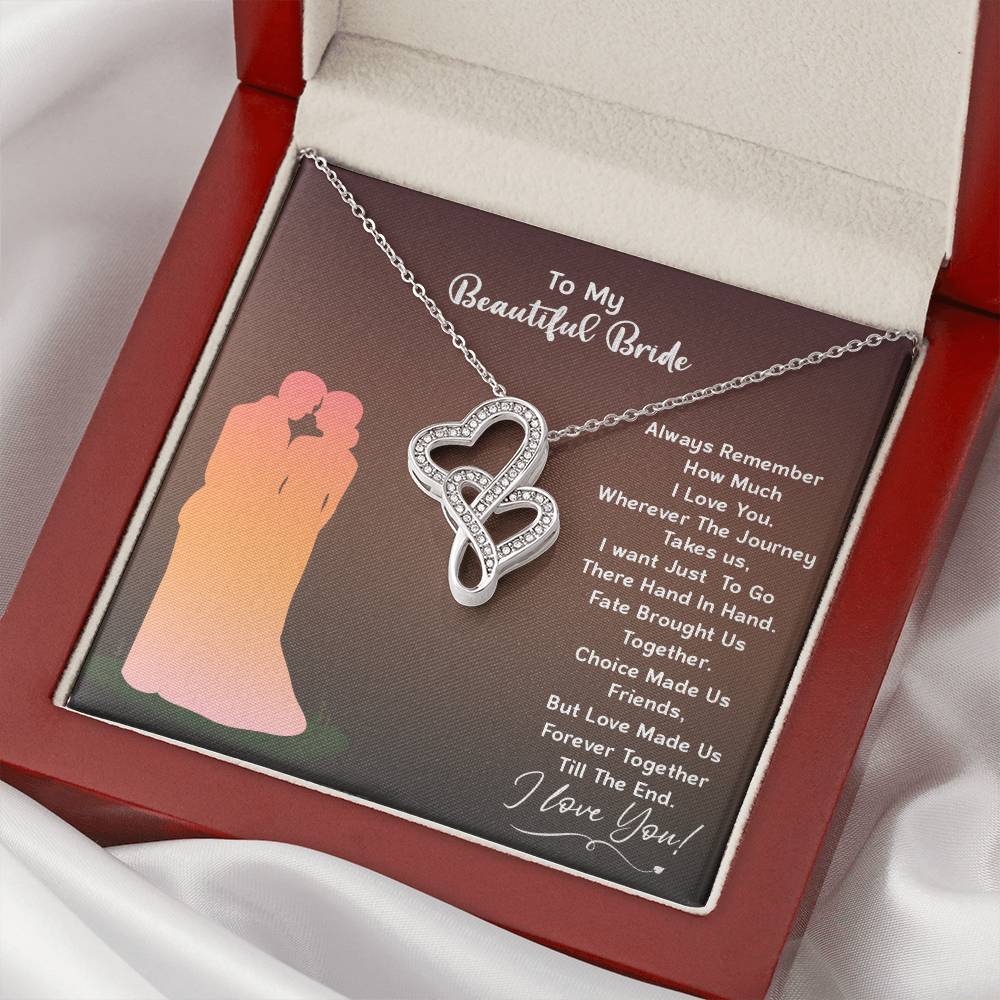 To My Beautiful Bride Double Hearts Necklace