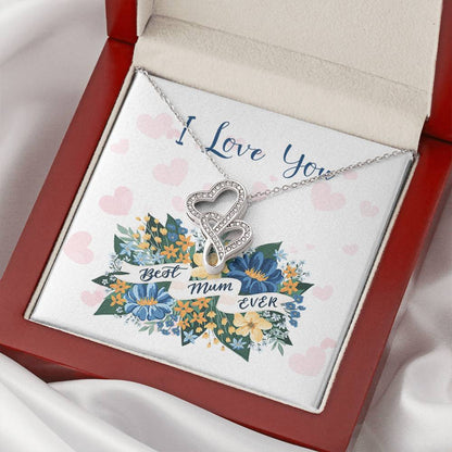 I Love You - Best Mum Ever Double Hearts Necklace