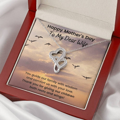 Happy Mother's Day To My Dear Wife Double Hearts Necklace