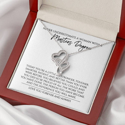 Never Underestimate A Woman With A Doctorate Degree Graduation Gift For Doctor  1 Double Hearts Necklace