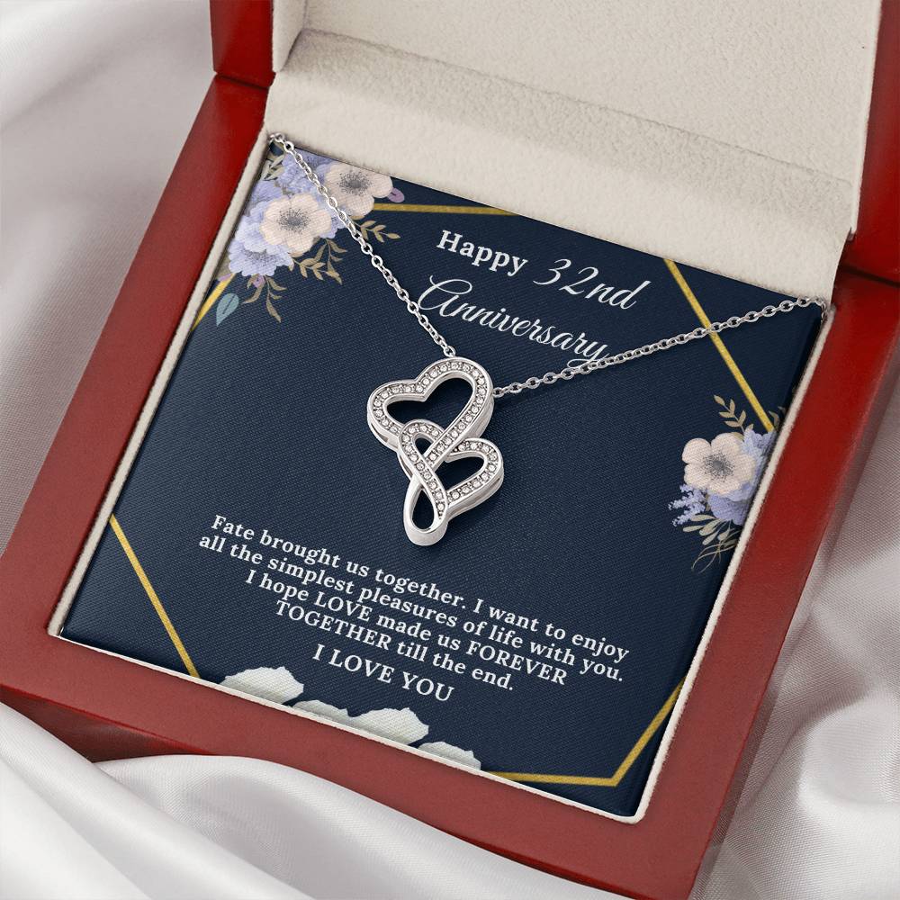 32 Year Anniversary Gift For Wife 32 Years Together For 32Nd Anniversary Anniversary Gift For Anniversary For Her Doub Double Hearts Necklace