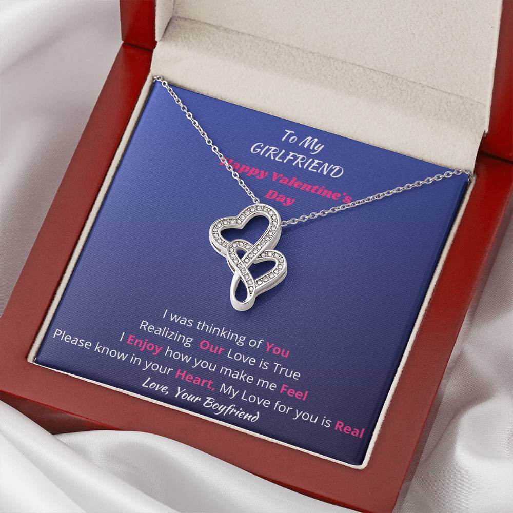 To My Girlfriend - Double Heart Necklace Double Hearts Necklace