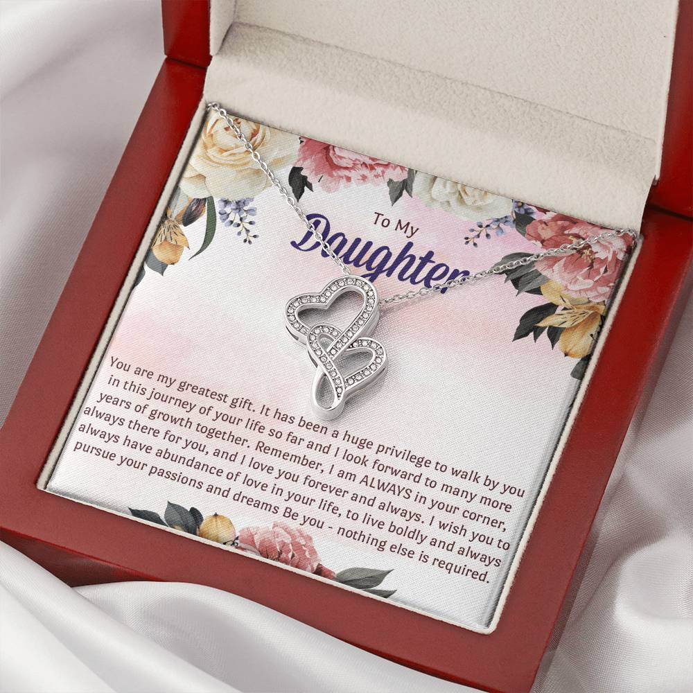 To My Graduation Daughter Double Heart Necklace Gift - Gift For Daughter From Mom - Daughter's Birthday - Daughter's G 2 Double Hearts Necklace