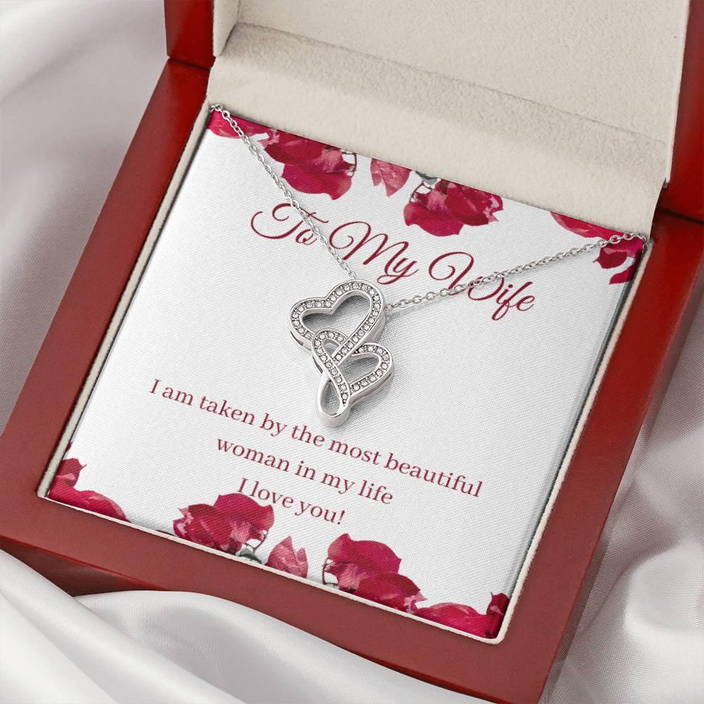 To My Wife - Gift Double Hearts Necklace