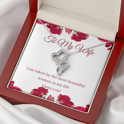 To My Wife - Gift Double Hearts Necklace
