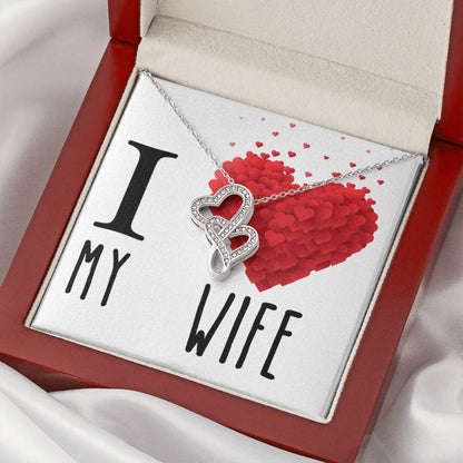 I Love My Wife Double Hearts Cz Necklace Valentines Day Or Birthday Heartfelt Keepsake Gift Double Hearts Necklace