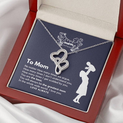 To My Mom - You Are The Best The Greatest Double Hearts Necklace