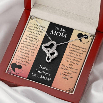 The Stunning  A Beautiful Mother's Day Gift. Double Hearts Necklace