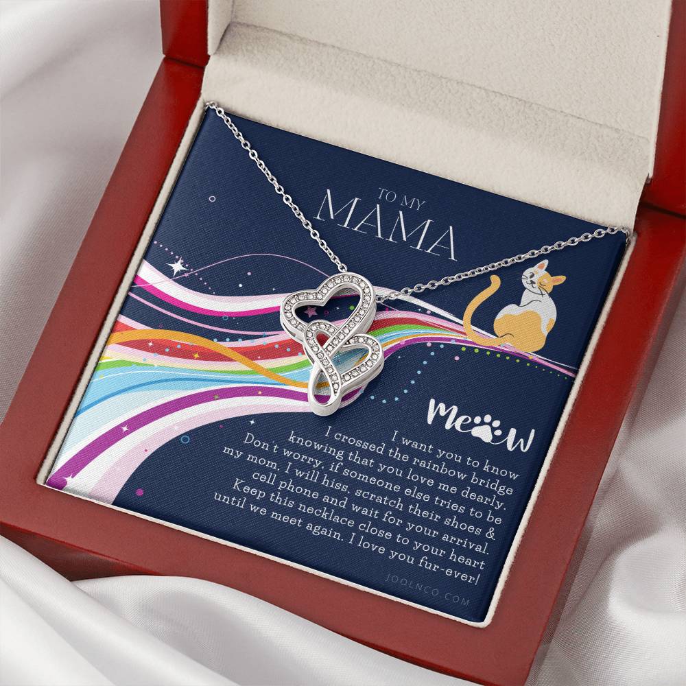 To My Cat Mama Cat Loss Gifts Rainbow Bridge Cat Pet Sympathy Gift Cat Loss Necklace Until We Meet Again Necklace Loss Double Hearts Necklace