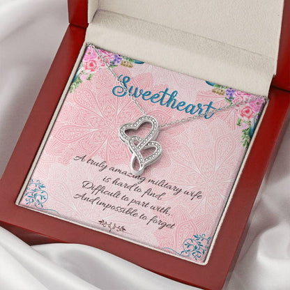Sweetheart - A Truly Amazing Military Wife Double Hearts Necklace