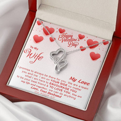 To My Wife -  Double Hearts Necklace