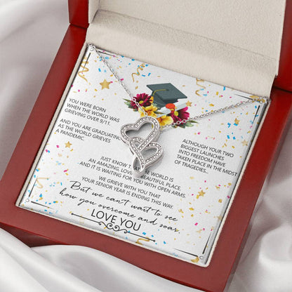 Graduation Gift  Ideas - September 11 2001 - Gift From Mom Dad - Graduation Necklace - College Graduated Gift - Gift F Double Hearts Necklace