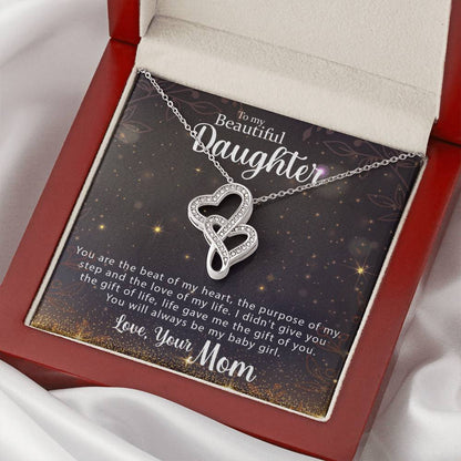 Special Necklace To My Daughter - A Perfect Valentine's Day Gift For Daughter Double Hearts Necklace