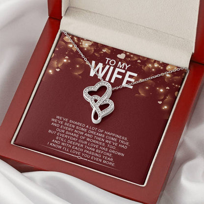 To My Wife - I Love You Message - Tmw03 Double Hearts Necklace