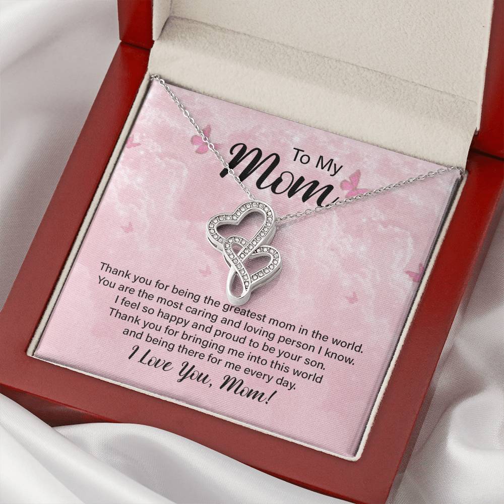 To My Mom 8 Double Hearts Necklace
