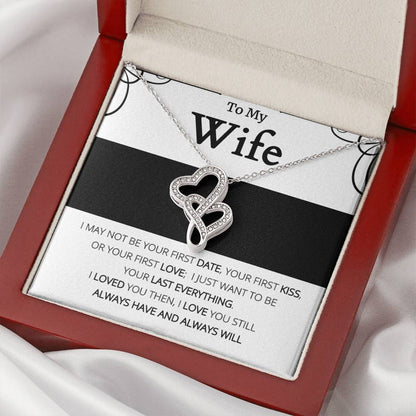 To My Wife - Always In Love Sparkling  Double Hearts Necklace