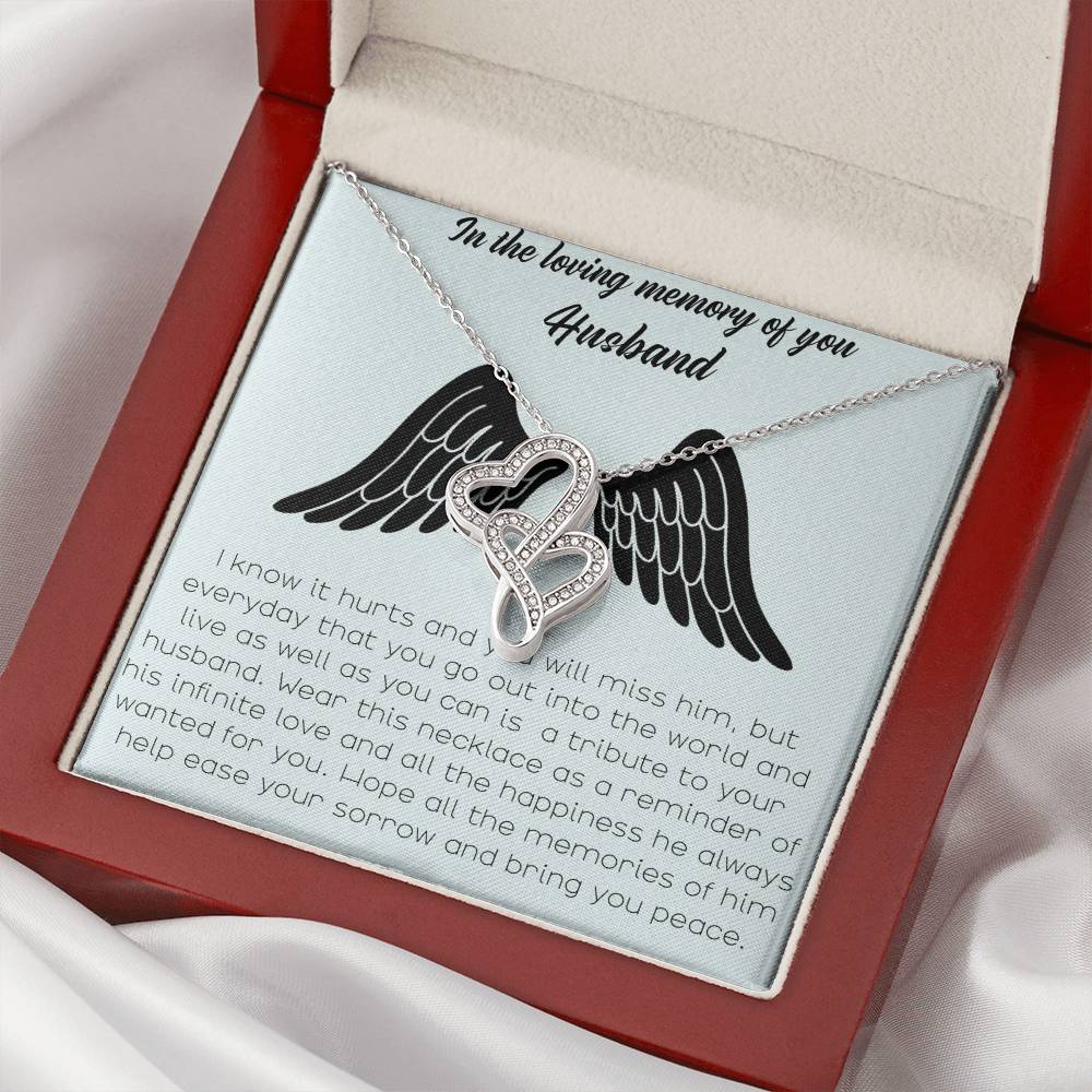 In The Loving Memory Of Your Husband Double Hearts Necklace