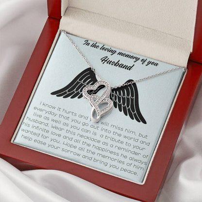 In The Loving Memory Of Your Husband Double Hearts Necklace