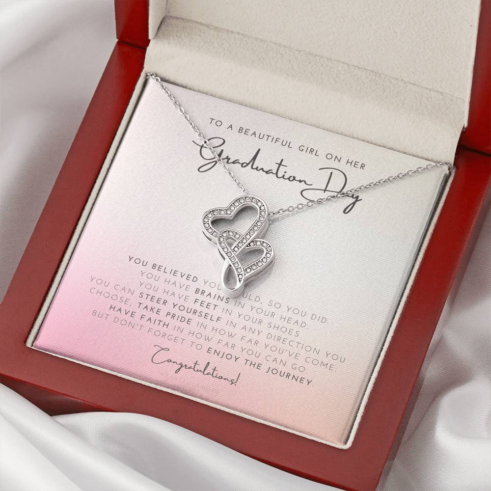 Graduation Necklace For Her College Graduation Gift High School Senior Graduation Master Mba Phd Class Of 2021 Double Hearts Necklace