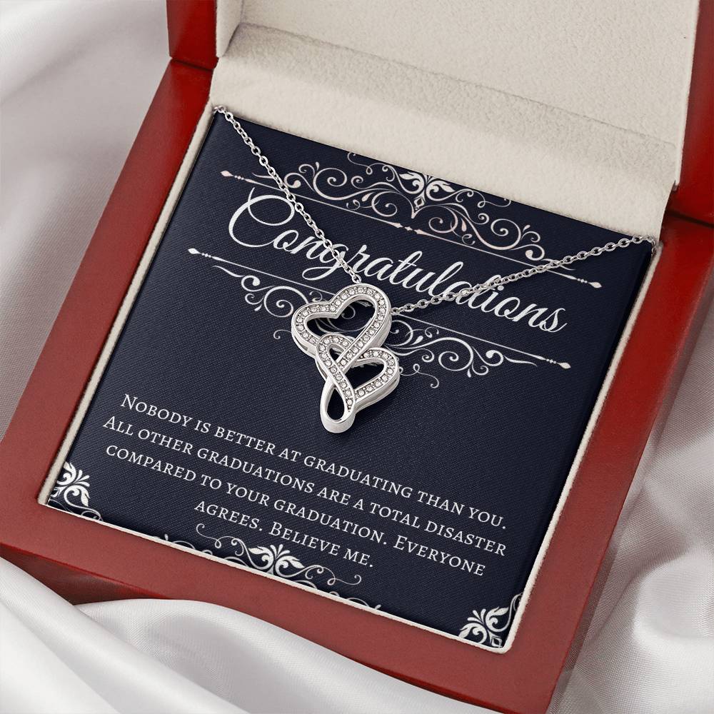 Funny Graduation Gift Double Hearts Necklace