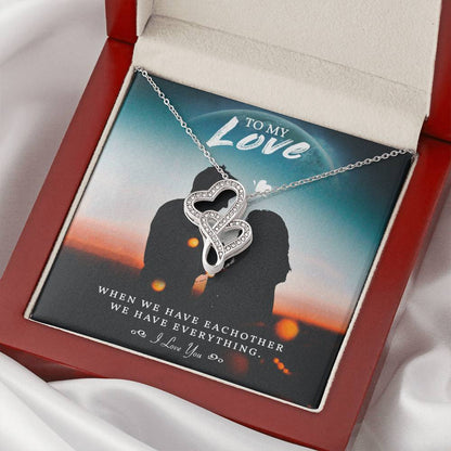 To My Love- I Love You Double Hearts Necklace