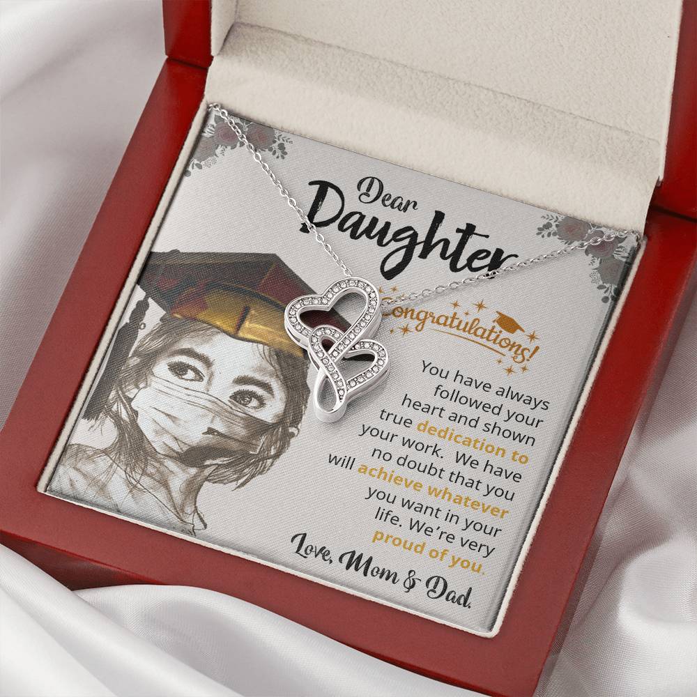 To My Daughter -  - Gift For Daughter Double Hearts Necklace