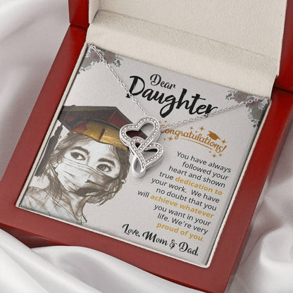 To My Daughter -  - Gift For Daughter Double Hearts Necklace