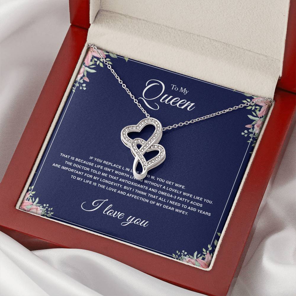 To My Queen Double Hearts Necklace