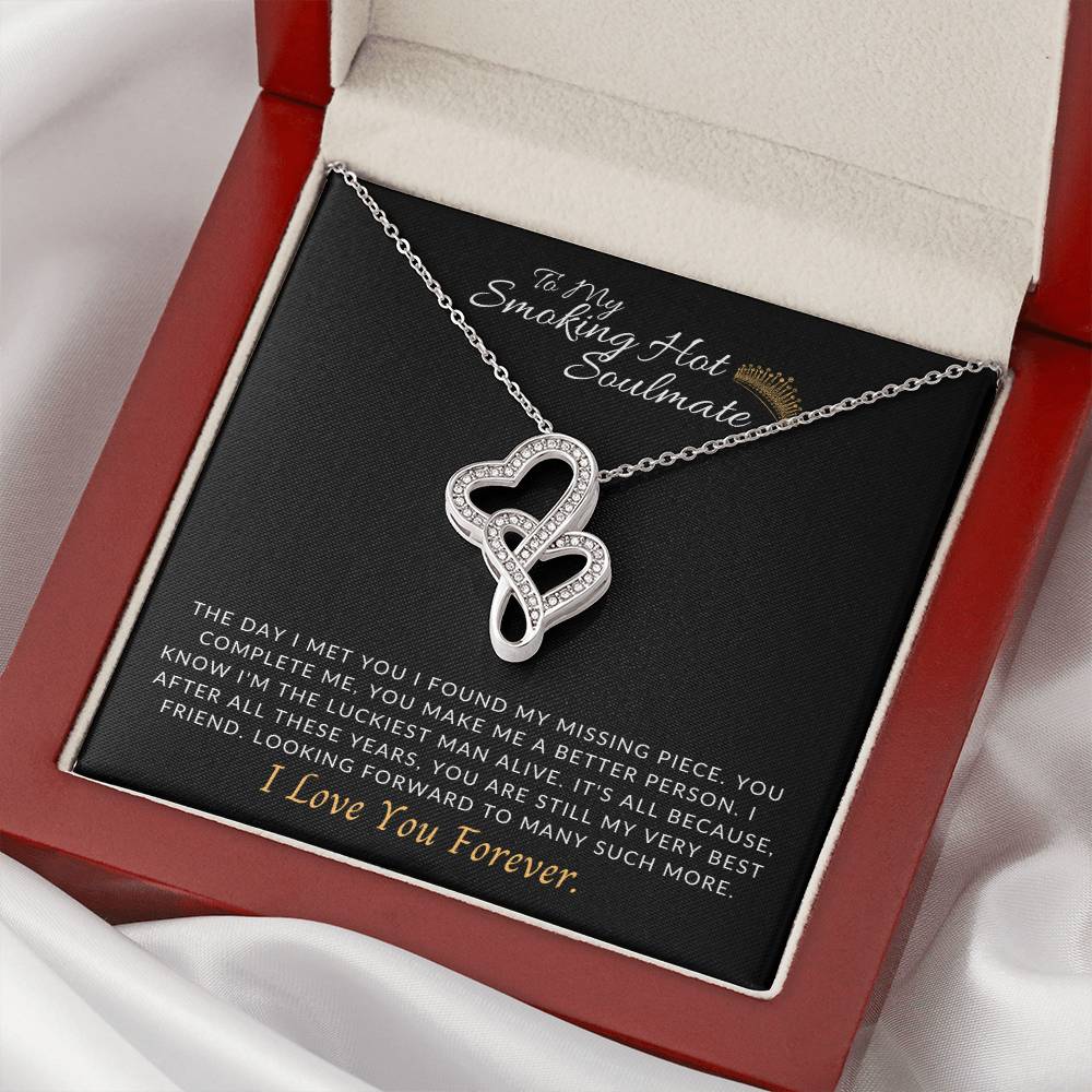 I’M The Luckiest Man Alive  To Soulmate Double Hearts Necklace