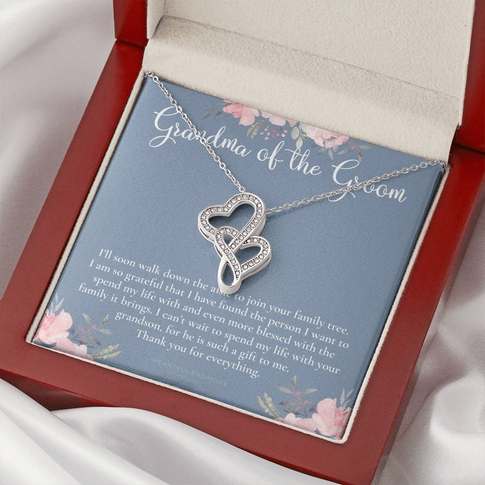 Grandmother Of The Groom Gift Necklace Grandma Wedding Gift Nana Bridal Shower Rehearsal Dinner Thank You Gift 4 Double Hearts Necklace