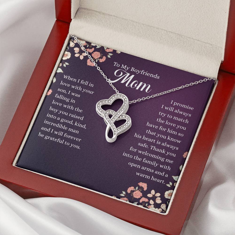To My Boyfriends Mom - Joined Hearts Necklce Double Hearts Necklace