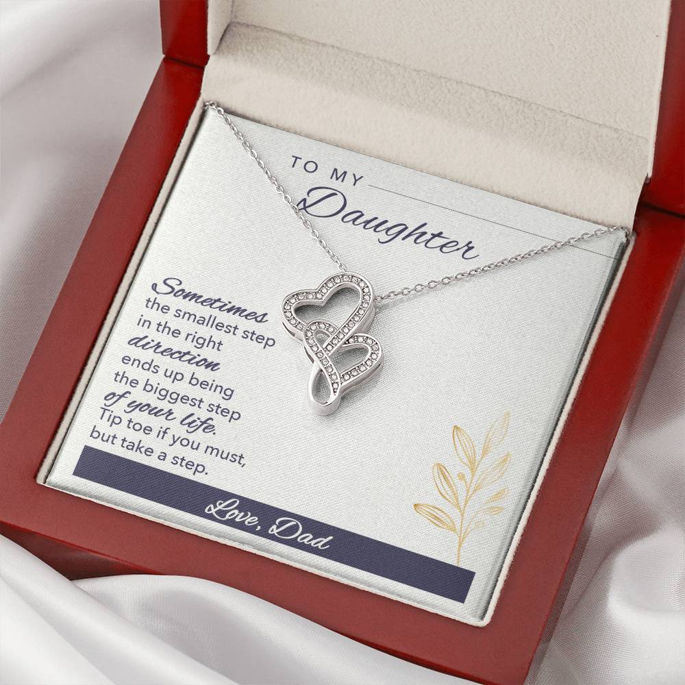 To My Daughter Necklace Christmas Gift From Dad - Forever Love Daughter Necklace On Christmas Day - Dad And Daughter N 3 Double Hearts Necklace