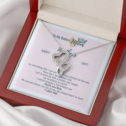 To My Badass Mom On Mother's Day  Double Hearts Necklace