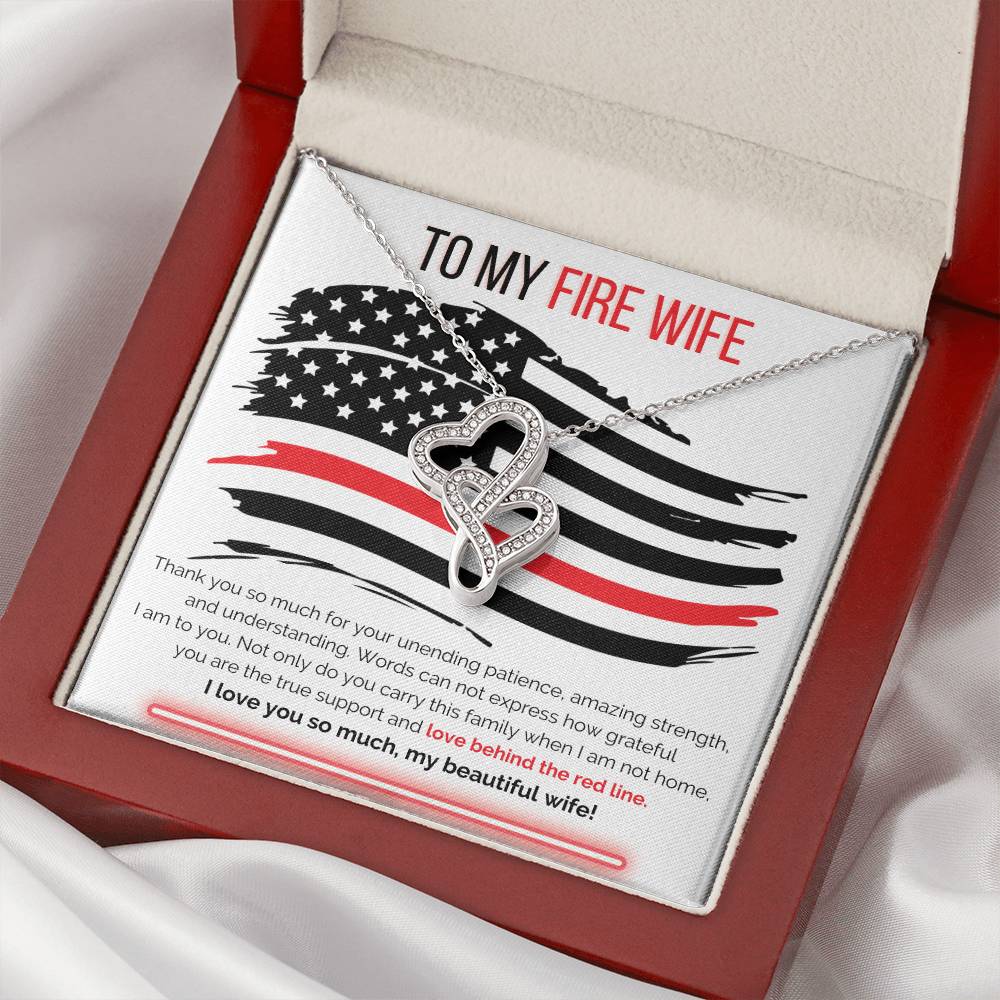To My Firefighter Wife Necklace Double Hearts Necklace