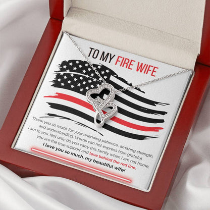 To My Firefighter Wife Necklace Double Hearts Necklace