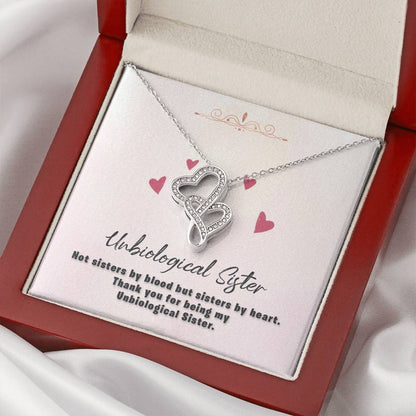To My Unbiological Sister - Beautiful Message - U02 Double Hearts Necklace